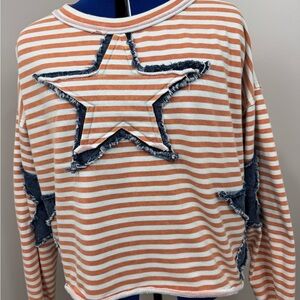 Oli & Hali Orange and White Striped Top with Blue Star Accents